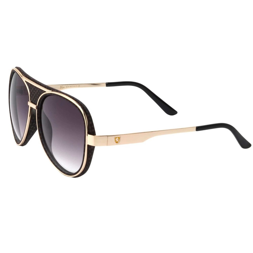 Sunglasses Gold Frame Black Accents Fashion Sun Glasses Men Retro UV400 Protect